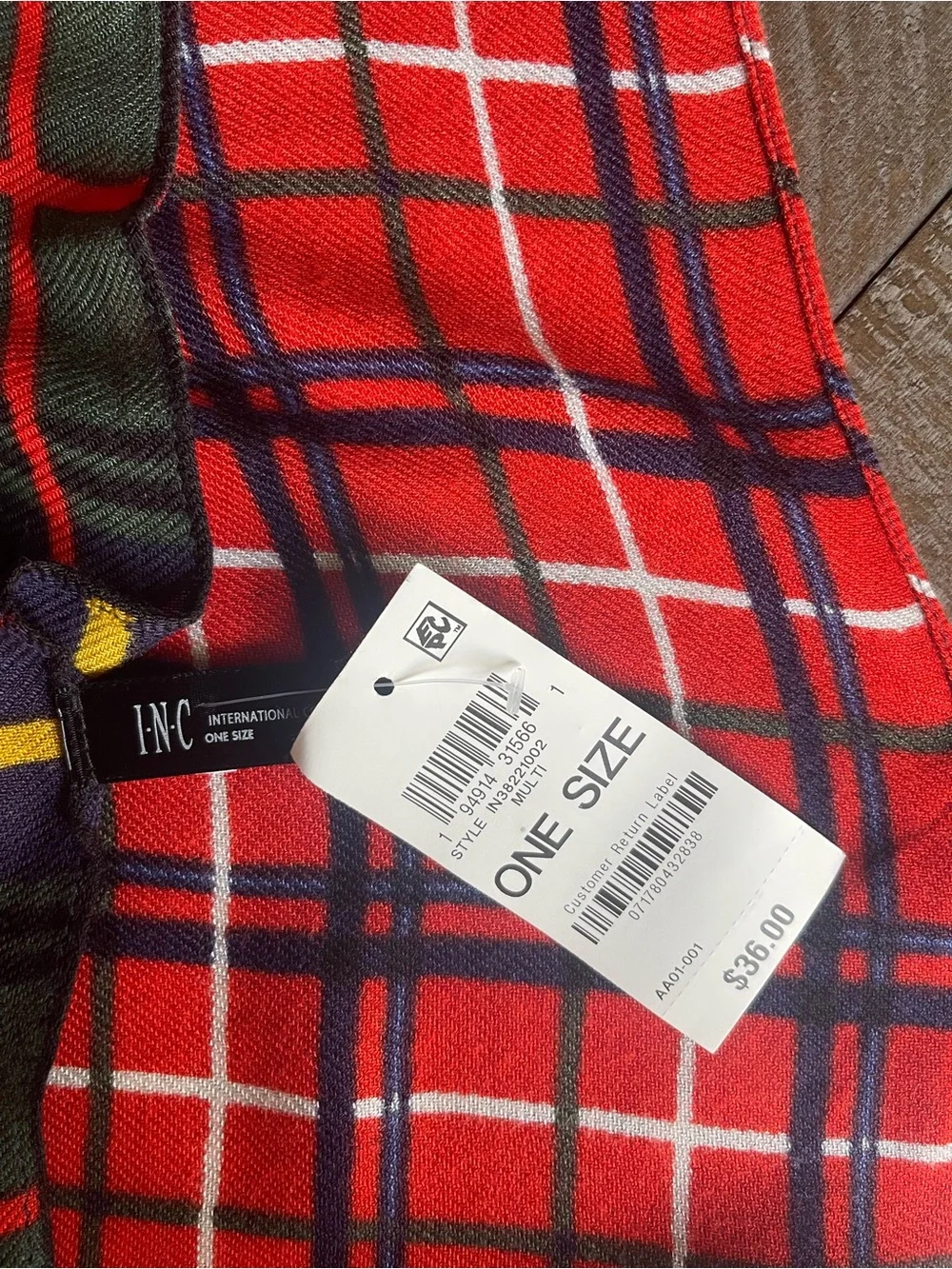 INC Scarf multi color plaid